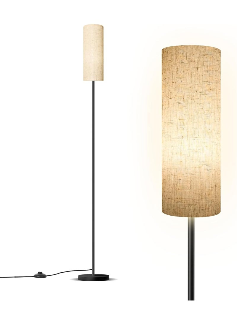 Baytion Floor Lamp for Living Room, Stand Up Lamp with Foot Switch & Linen Lampshade, Aesthetic Floor Lamps with 3 Color Temperature for Bedroom, Bright Black Pole Standing Lamps (Bulb Not Included) - Image 1