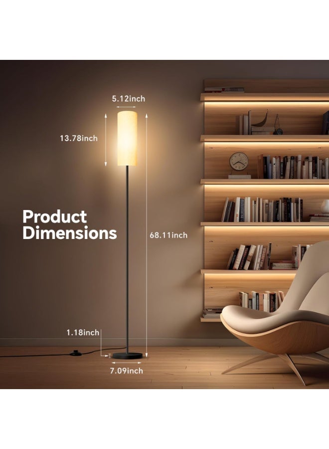 Baytion Floor Lamp for Living Room, Stand Up Lamp with Foot Switch & Linen Lampshade, Aesthetic Floor Lamps with 3 Color Temperature for Bedroom, Bright Black Pole Standing Lamps (Bulb Not Included) - Image 2