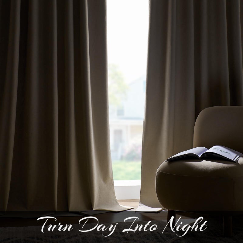 Joydeco الستائر Linen Linen Linen Curtains بطول 72 بوصة - ستائر من الكتان المعزول الحراري 2 لوحين بنسبة 100 ٪ من الستائر اللفاتية لغرفة النوم وديكور غرفة المعيشة الفاخرة مطوية (72L × 40W مبيضة الرمال) - Image 5
