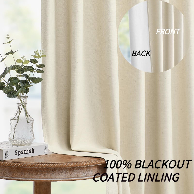 Joydeco الستائر Linen Linen Linen Curtains بطول 72 بوصة - ستائر من الكتان المعزول الحراري 2 لوحين بنسبة 100 ٪ من الستائر اللفاتية لغرفة النوم وديكور غرفة المعيشة الفاخرة مطوية (72L × 40W مبيضة الرمال) - Image 4