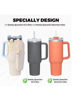 Generic Water Bottle Carrier Bag for Stanley 40oz Tumbler, Water Bottle Holder with Pouch and Adjustable Strap, Sleeve Accessories with Pocket for 40oz Cup (White)  - Image 4