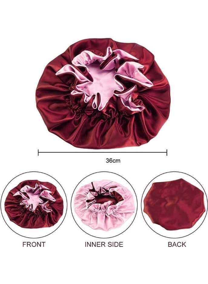ChicAbode قبعات دش, قابلة لإعادة الاستخدام قبعات حمام دش, مرنة الفرقة الاستحمام قبعات الشعر دش, قبعة ليلية الساتين للمرأة, قبعة النوم الساتين مرنة, قبعة النوم الساتين مرنة - Image 2