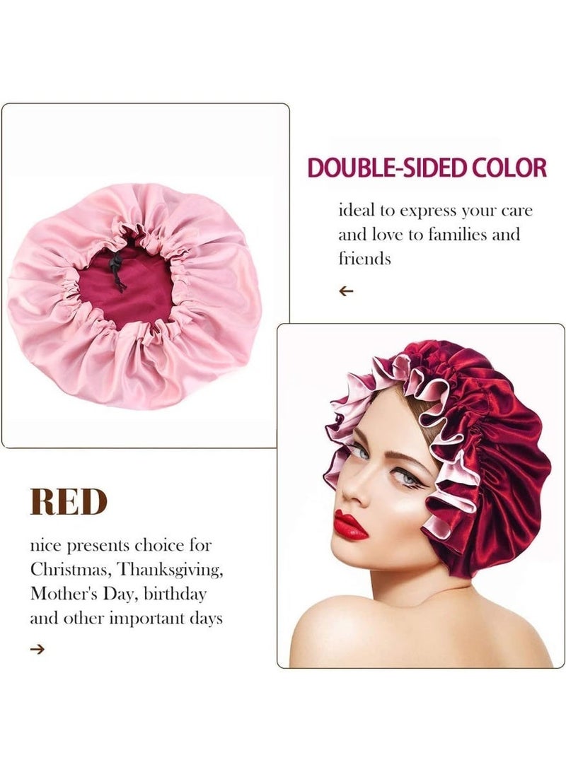ChicAbode قبعات دش, قابلة لإعادة الاستخدام قبعات حمام دش, مرنة الفرقة الاستحمام قبعات الشعر دش, قبعة ليلية الساتين للمرأة, قبعة النوم الساتين مرنة, قبعة النوم الساتين مرنة - Image 3