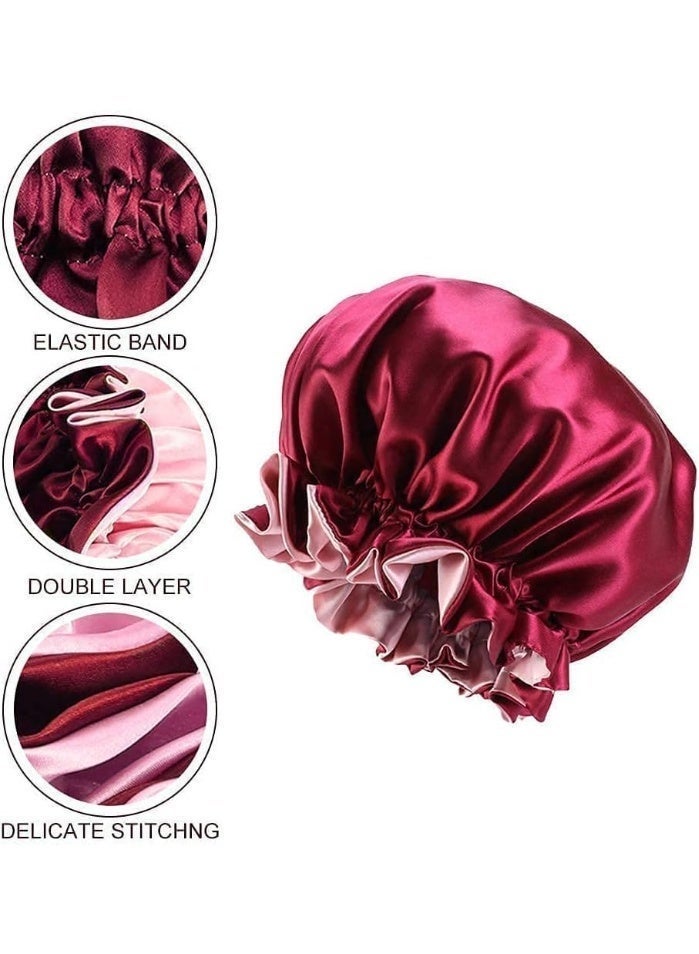 ChicAbode قبعات دش, قابلة لإعادة الاستخدام قبعات حمام دش, مرنة الفرقة الاستحمام قبعات الشعر دش, قبعة ليلية الساتين للمرأة, قبعة النوم الساتين مرنة, قبعة النوم الساتين مرنة - Image 5