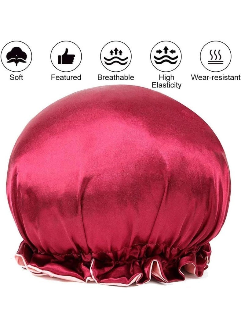 ChicAbode قبعات دش, قابلة لإعادة الاستخدام قبعات حمام دش, مرنة الفرقة الاستحمام قبعات الشعر دش, قبعة ليلية الساتين للمرأة, قبعة النوم الساتين مرنة, قبعة النوم الساتين مرنة - Image 4