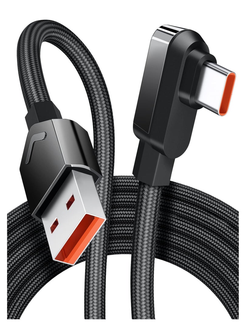 KASTWAVE كابل USB C، شحن سريع بطول 6 أقدام لهاتف Xiaomi 120W HyperCharge Turbo، كابل شاحن فائق السرعة، كابل من النوع C بقوة 6 أمبير، شاحن USB-C إلى USB A مضفر من النايلون بزاوية قائمة، لهاتف Xiaomi Pad 5 12 Pro 12S Ultra وما إلى ذلك - Image 1
