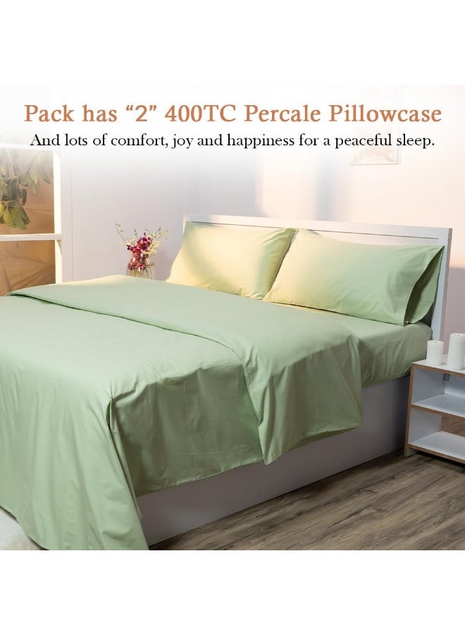 Atelier Set of 2 Pillow Cases 400 Thread Count 100% Cotton Long Staple Pillowcase, Durable and Silky Soft Pillow Covers, Natural Luxurious Hotel Class Bedding (King, Laurel Green) - Image 2