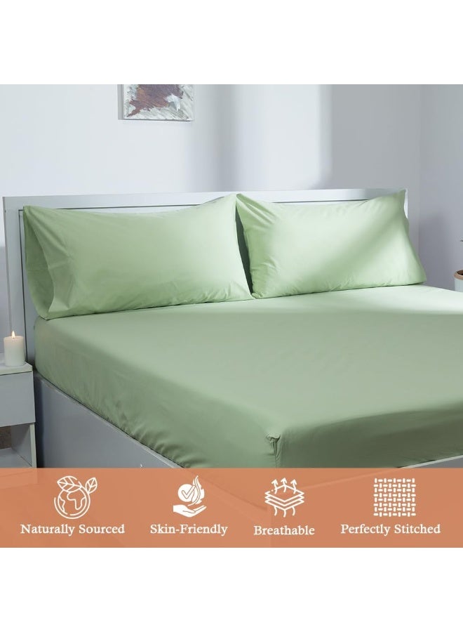 Atelier Set of 2 Pillow Cases 400 Thread Count 100% Cotton Long Staple Pillowcase, Durable and Silky Soft Pillow Covers, Natural Luxurious Hotel Class Bedding (King, Laurel Green) - Image 3