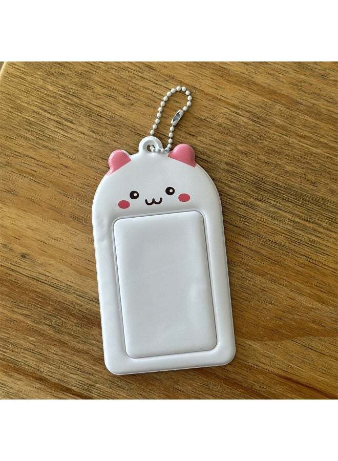 NIBEMINENT 1 - Piece Cute Animal Cat Rabbit Kpop Photo Card Holder Pendant Key Chain ID Badge Holder ID Card Holder Photo Card Protector for School ID Office ID Access Card for Women Girls - Image 1