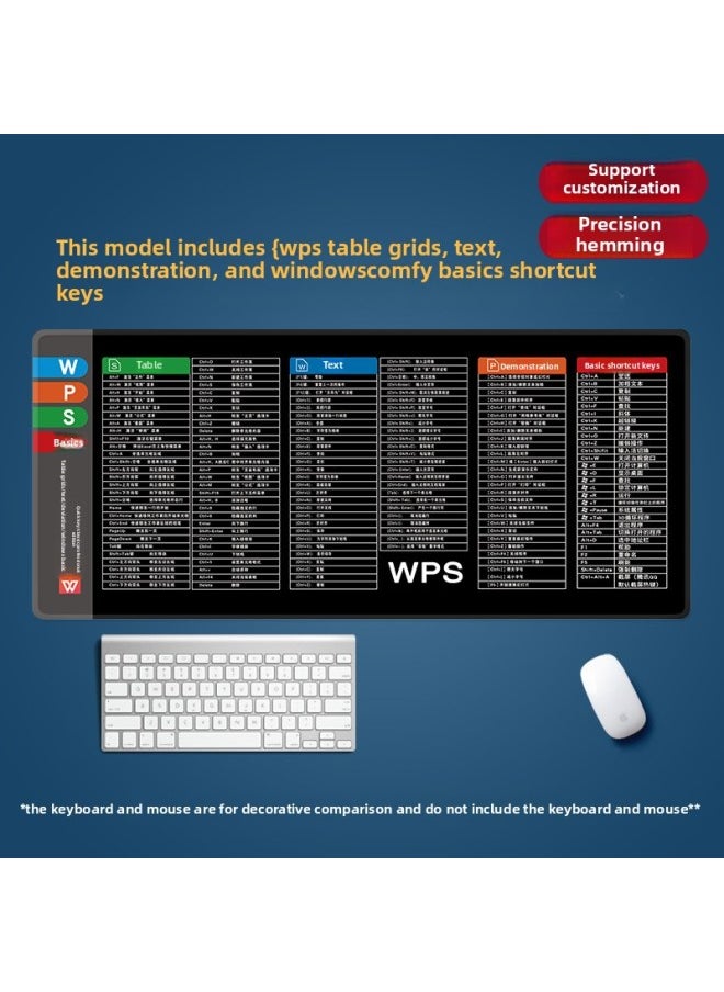 Generic - Oversized Shortcut Keys Complete Mouse Pad Excel Ps Cad Wps One-piece Delivery Office Desk Pad Thickened-Color:800x300x3mm-Pattern:WPS Classic Professional Edition - Image 1