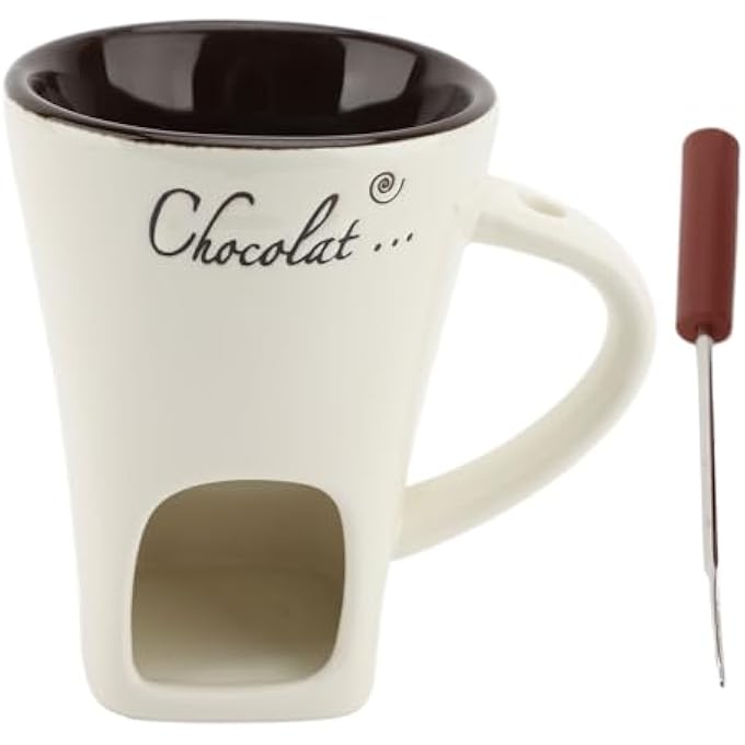 gernie كوب الشوكولاتة القابل للذوبان، شمعة تدفئة، كوب فوندو الشوكولاتة، وعاء تسخين زبدة سيراميك مع شوكة، مواد إذابة الشوكولاتة للجبن، الشوكولاتة والتاباس الأبيض - Image 2