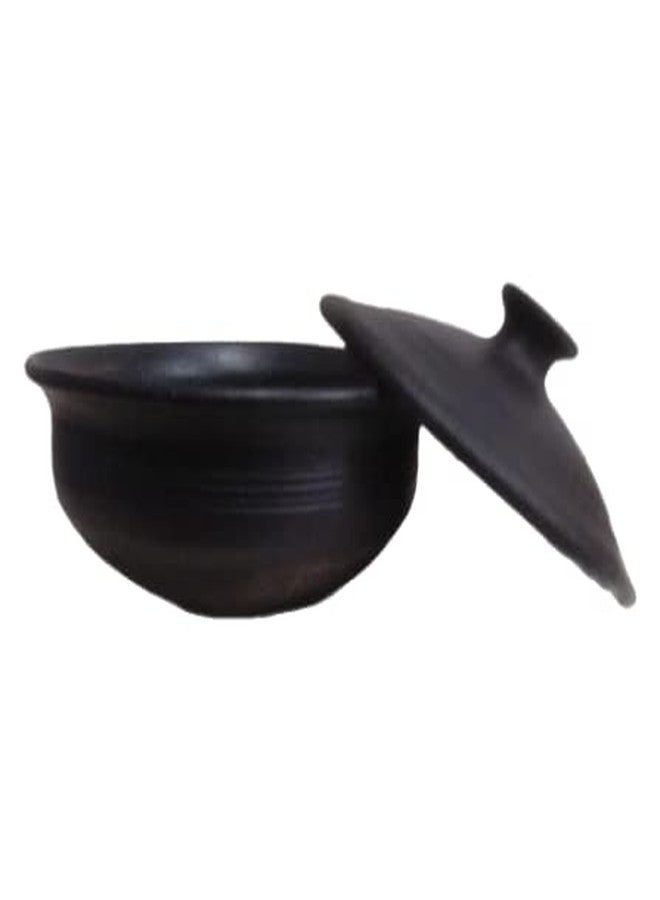 Ak Creation Clay Brown sigdi with Black Clay kadhai with lid for Cooking Good Food Like Paneer kadhai/Chicken Kadhai/Chicken Handi/Paneer Handi/Dal Fry/etc 1 Set Pack of 2 Piece - Image 2