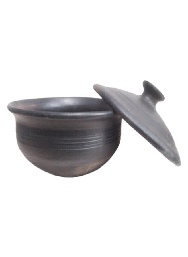 Ak Creation Clay Brown sigdi with Black Clay kadhai with lid for Cooking Good Food Like Paneer kadhai/Chicken Kadhai/Chicken Handi/Paneer Handi/Dal Fry/etc 1 Set Pack of 2 Piece - Image 4