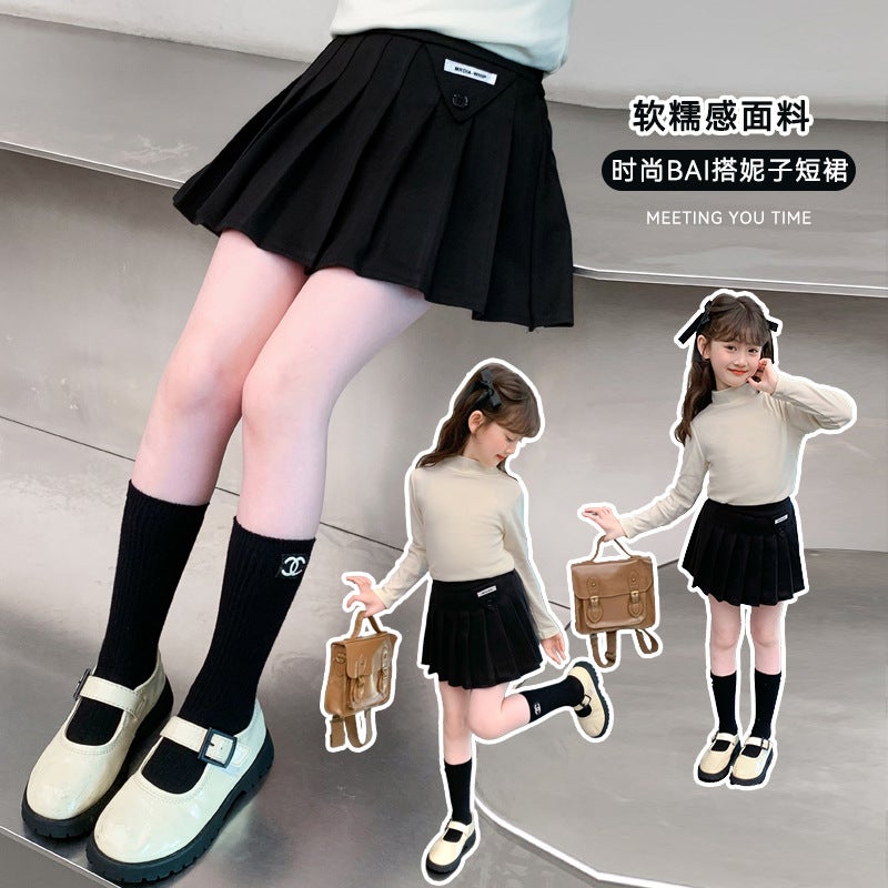 Girls' Fashionable Short Skirt Black Jk Pleated Skirt For Girls Primary School Students Children'S Half Skirt 2026 Outfit Skirt - Image 1