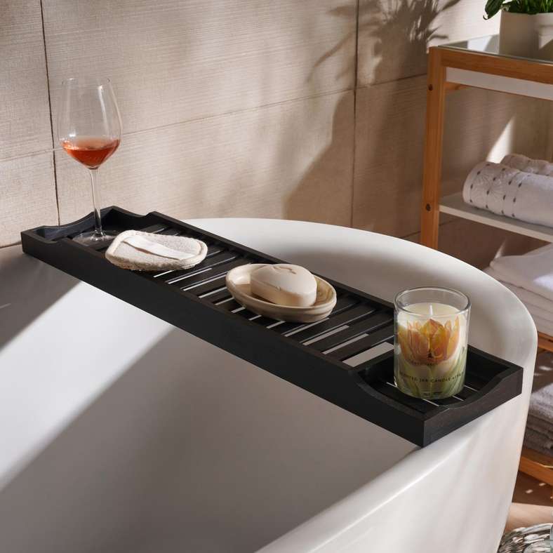 Pan Home Bamboo Bath Caddy - Black