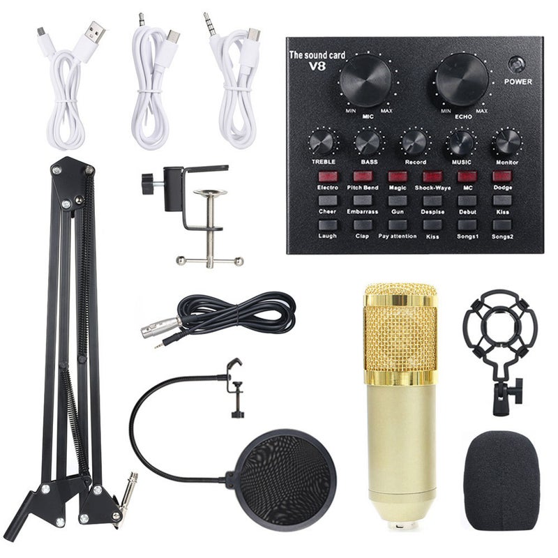Bm-800 Mobile Phone Computer Network Karaoke Microphone V8 Sound Card Nb35 Anti-Spray Net Mike E Wind Bracket Set - Image 1