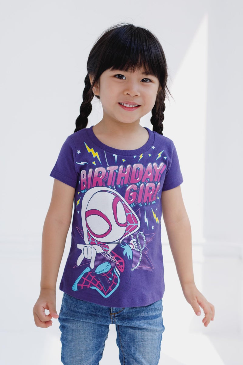 Marvel Spidey and His Amazing Friends Ghost-Spider Birthday Toddler Girls T-Shirt Purple Spider Gwen 3T - Image 2