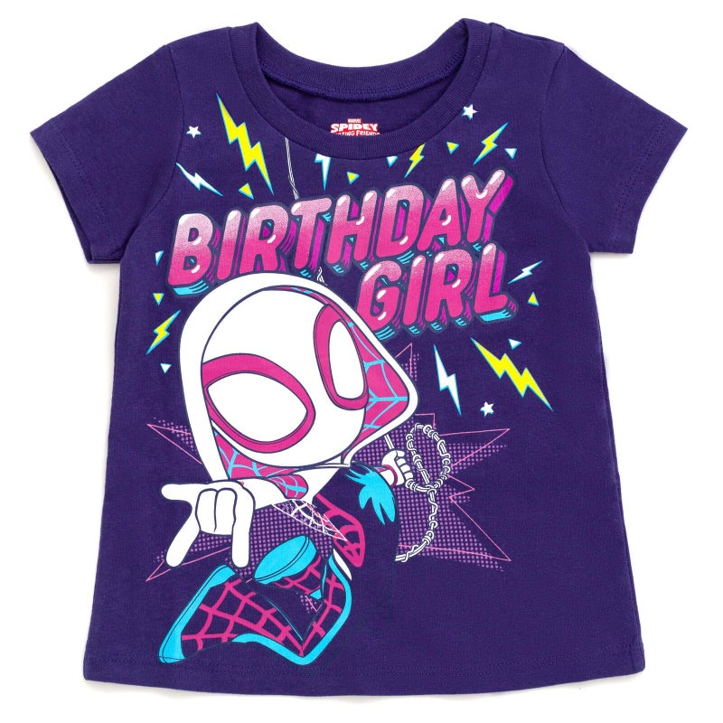 Marvel Spidey and His Amazing Friends Ghost-Spider Birthday Toddler Girls T-Shirt Purple Spider Gwen 3T - Image 1
