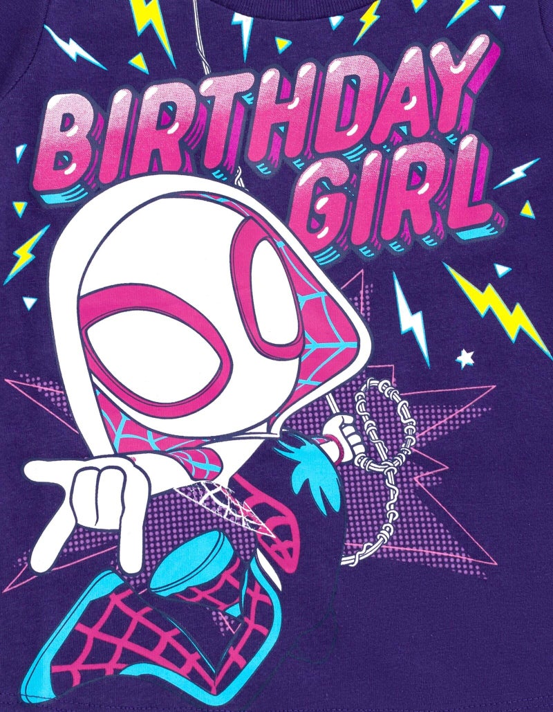 Marvel Spidey and His Amazing Friends Ghost-Spider Birthday Toddler Girls T-Shirt Purple Spider Gwen 3T - Image 3