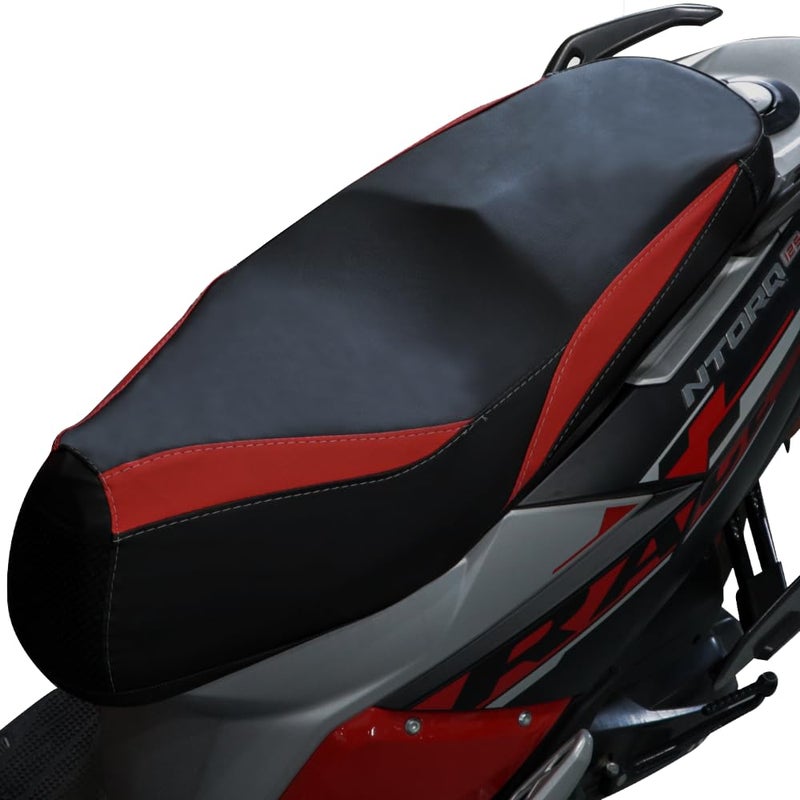 TVS Bike Seat Cover NTORQ for Sweat Free Comfortable Riding |Absorbs Micro-Shocks and Road Jerks | Heat Protection | Nylon | Black-Red - Image 1