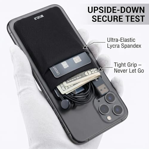WUOJI RFID Blocking Phone Card Wallet - Double Secure Pocket - Ultra-Slim Self Adhesive Credit Card Holder Card Sleeves Phone Wallet Sticker All Smartphones(Black)-2PC - Image 3