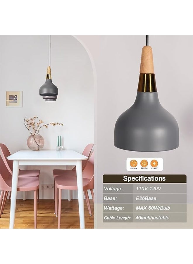 Pendant Ceiling Light, Chandelier Decor Lamp, 3-Color Light Indoor Lighting Hanging Lamp with Adjustable Cord, Ceiling Lamp for Kitchen Home Island Dining Room Bedroom (Grey) - Image 3