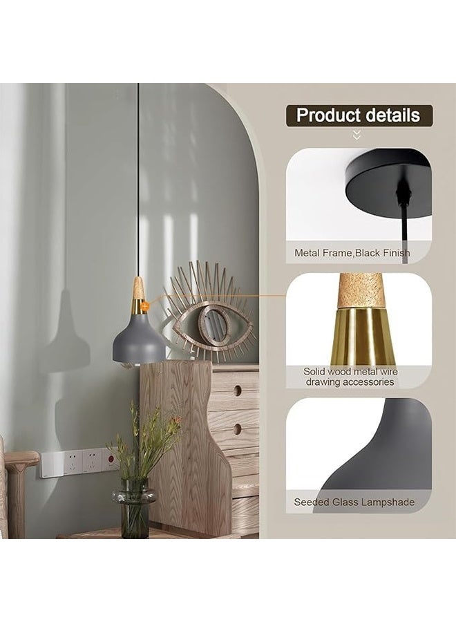 Pendant Ceiling Light, Chandelier Decor Lamp, 3-Color Light Indoor Lighting Hanging Lamp with Adjustable Cord, Ceiling Lamp for Kitchen Home Island Dining Room Bedroom (Grey) - Image 4