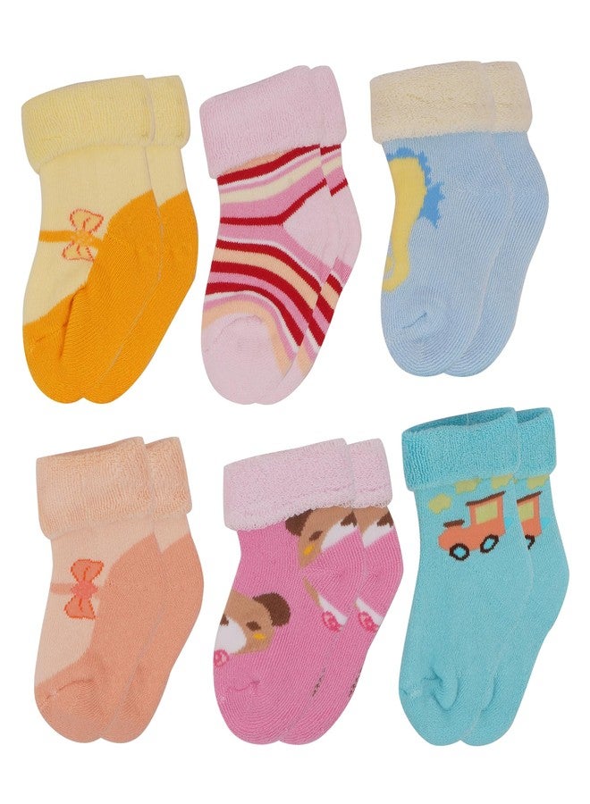 TENDSY Cute Cartoon Baby Socks for Boys & Girls | Ultra Soft Cotton, Breathable & Colorful Infant Socks | Anti-Slip Grip, Cozy Fit for Newborn to 12 Months (Pack of 6) - Image 4