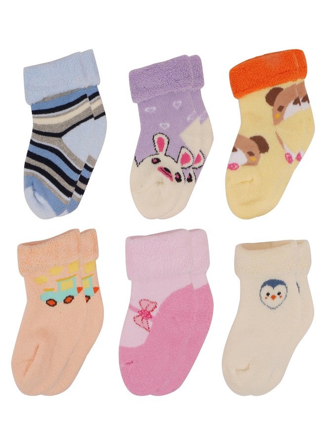 TENDSY Cute Cartoon Baby Socks for Boys & Girls | Ultra Soft Cotton, Breathable & Colorful Infant Socks | Anti-Slip Grip, Cozy Fit for Newborn to 12 Months (Pack of 6) - Image 5