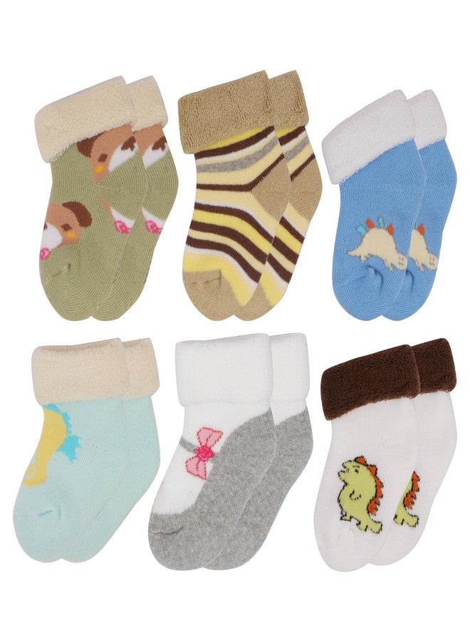 TENDSY Cute Cartoon Baby Socks for Boys & Girls | Ultra Soft Cotton, Breathable & Colorful Infant Socks | Anti-Slip Grip, Cozy Fit for Newborn to 12 Months (Pack of 6) - Image 3
