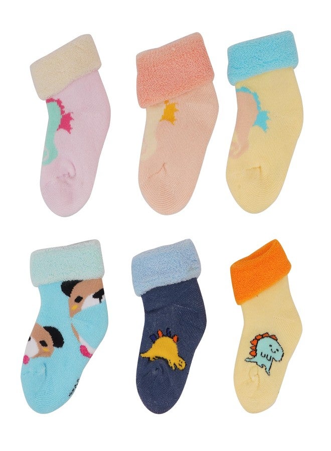 TENDSY Cute Cartoon Baby Socks for Boys & Girls | Ultra Soft Cotton, Breathable & Colorful Infant Socks | Anti-Slip Grip, Cozy Fit for Newborn to 12 Months (Pack of 6) - Image 2