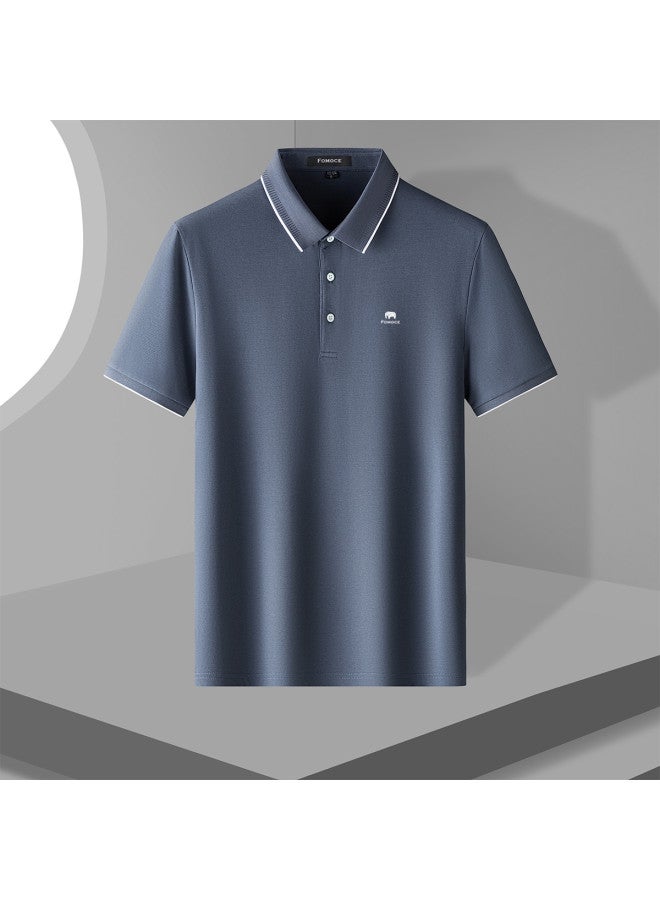 Fomoce summer Smooth Men's Polo Shirt With Knit Collar - Image 4