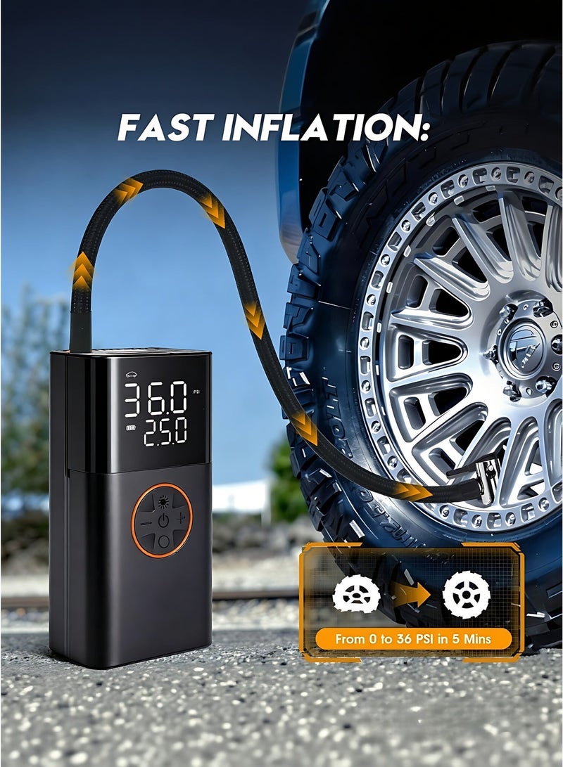Portable Tire Inflator Air Compressor 150PSI with Cordless & 12V Dual Power, Fast Inflation Car Tire Pump, LCD Digital Display, Auto Shut-Off, USB Charging Output for Car, Motorcycle, Bike, Scooter & Balls - Image 4