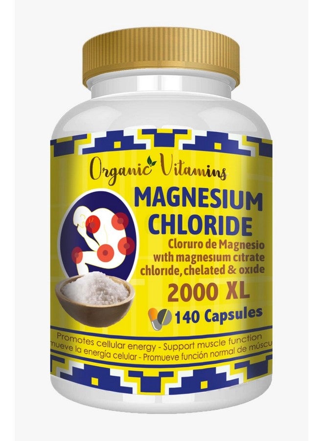 Vitamisan Magnesium Chloride (cloruro de magnesio) 140 Capsules - High Absorption Magnesium Supplement with Citrate, chelated and Oxide High Potency Mg. Easy to Swallow, Non-GMO - Image 1