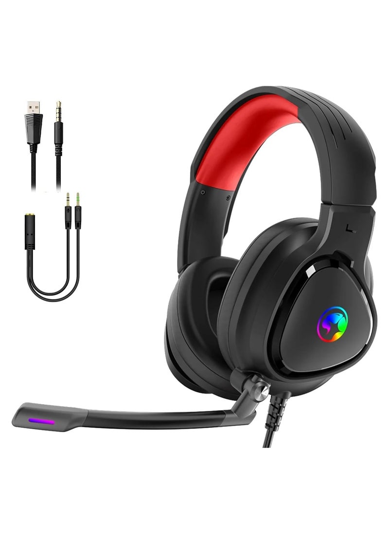 MARVO MARVO HG8958 RGB Gaming Headset - Stereo Surround Sound With Volume Control in Earcups - 40mm audio drivers - Omnidirectional mic for crystal clear communication  - Image 1
