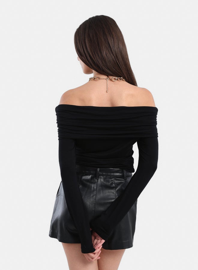 Carina Black Off Shoulder Top - Image 2