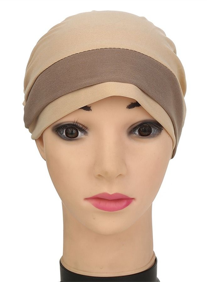 Loquat Double-Color Floral Headband Cap Beige  - Image 2