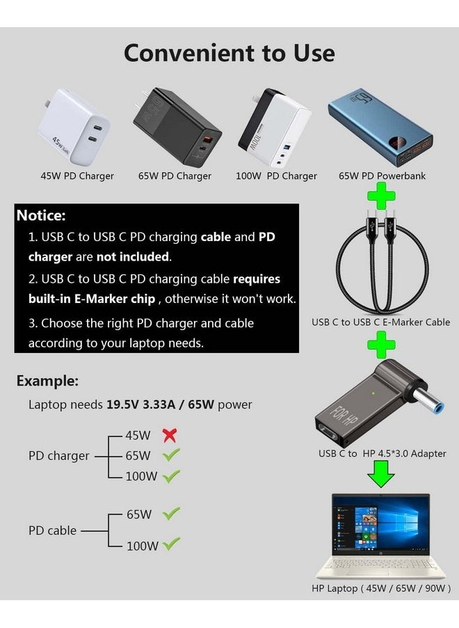 Beauenty - USB C to 4.5mm Laptop Charging Adapter Female Type C to Male DC 4.5 x 3.0mm Barrel Jack Plug Converter 100W PD Power Charger Connector Tip for Probook Notebook Elitebook f211wm f233wm ENVY 17 13 15 HP - Image 1