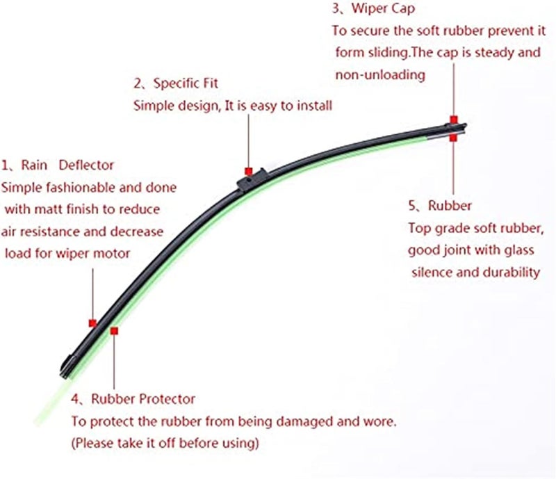 QASULER Windshield Wiper Blades for Seat Alhambra 2001-2010 - Image 5