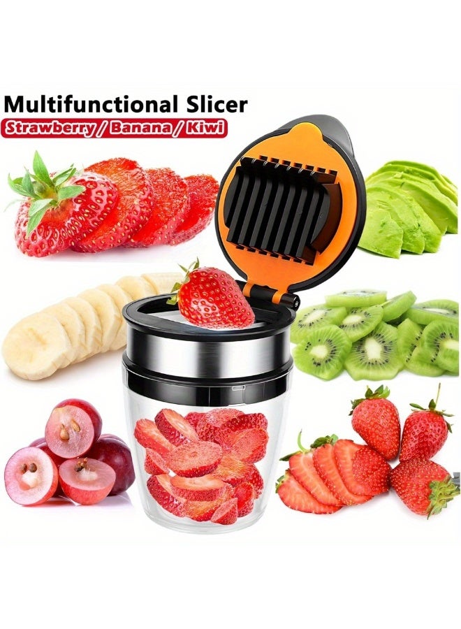 HOMESTAR Strawberry Slicer | Banana Slicer| Kiwi Cutter | Heavy Duty Stainless Steel Strawberry Egg Slicer for Soft Fruit | Quickly Making Fruit Vegetable Salad - Image 1