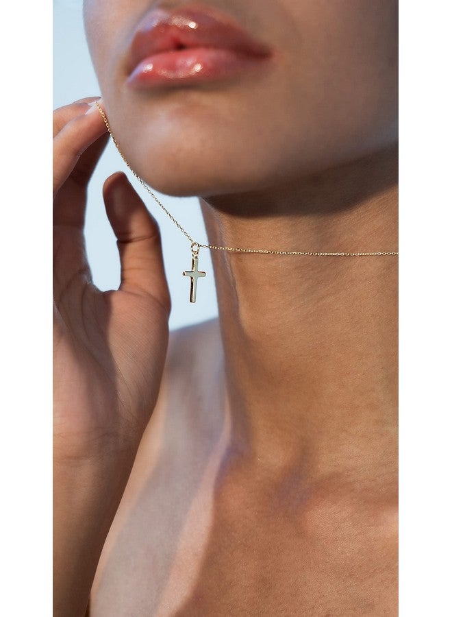 Miabella Italian 925 Sterling Silver or 18K Gold Plated Small Cross Pendant Necklace for Women on 18 Inch Chain, Made in Italy (sterling silver) - Image 5