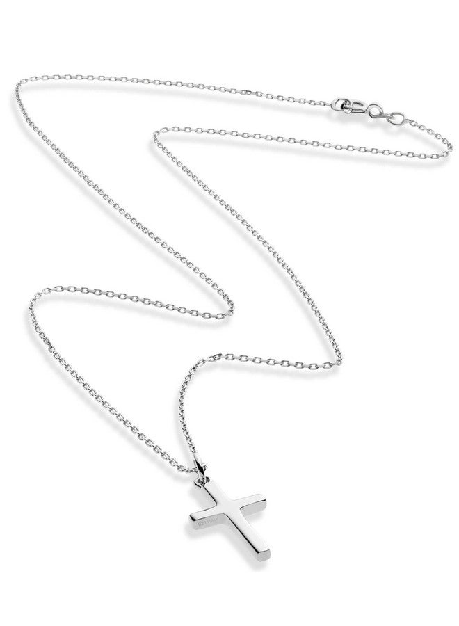 Miabella Italian 925 Sterling Silver or 18K Gold Plated Small Cross Pendant Necklace for Women on 18 Inch Chain, Made in Italy (sterling silver) - Image 2