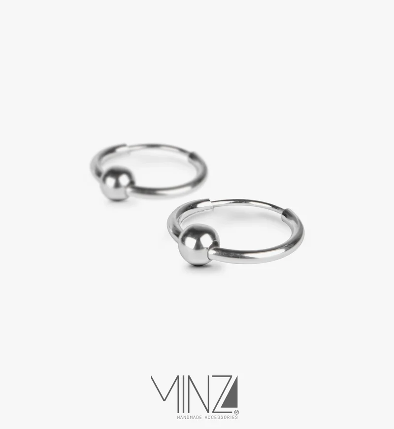 Minza  Minza “Orbit” Women’s Silver Earrings, Sterling Silver 925 Hoop Earrings with Moving Sphere, Minimalist Lightweight Earrings, Jewelry for Casual & Special Occasion for Women | Best Price UAE