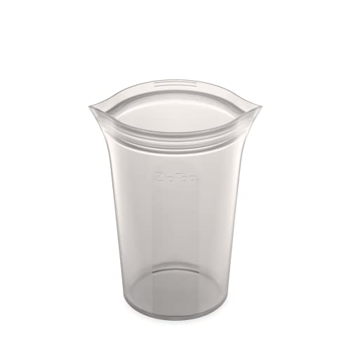 Zip Top Reusable Food Storage Bags | Large Cup [Gray] | Silicone Meal Prep Container | Microwave, Dishwasher and Freezer Safe | Made in the USA - Image 1