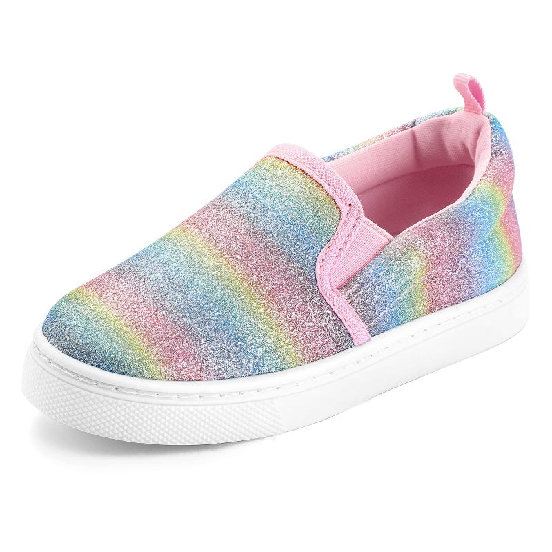K KomForme Toddler Sneakers for Girls Boys Slip On Canvas Walking Shoes, Size 13 Little Kid, Color Glitter