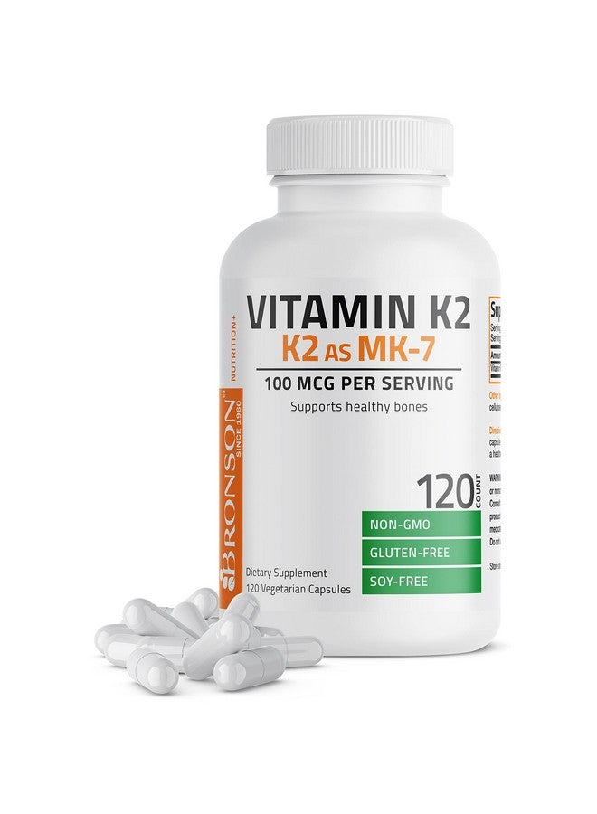 Bronson فيتامين K2 كـ Mk7 ميناكوينون 100 ميكروغرام غير معدل وراثيًا 120 كبسولة - Image 1