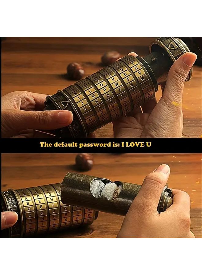 Red Copper Vintage Cryptex Safe Box With Combination Lock Hidden Compartment - Image 5