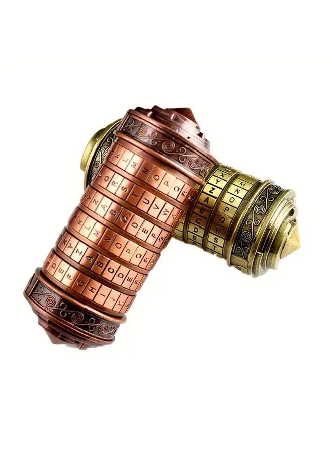 Red Copper Vintage Cryptex Safe Box With Combination Lock Hidden Compartment - Image 2