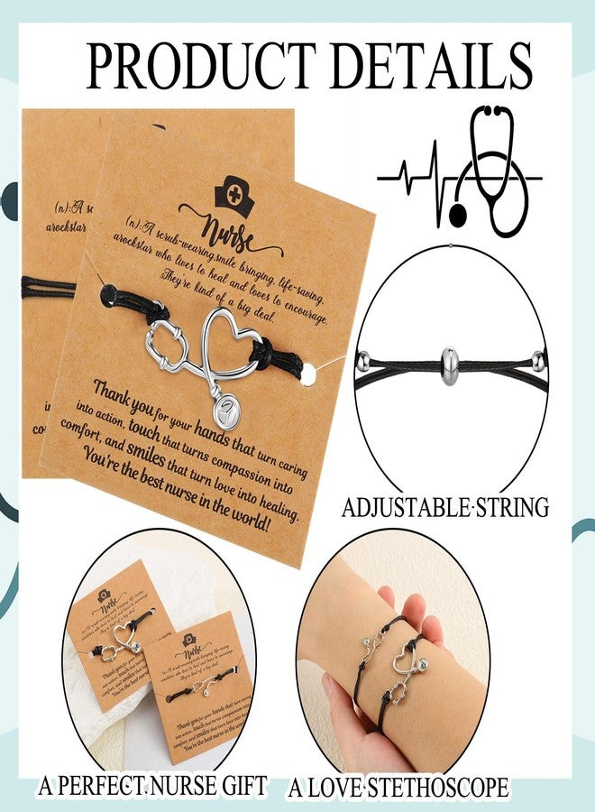 Yinkin 100 Sets Nurse Gifts Bulk Stethoscope Rn Bracelet with Blessing Card Nursing Practitioner Nurse Appreciation Gifts for Men Women Graduation Birthday Party - Image 2