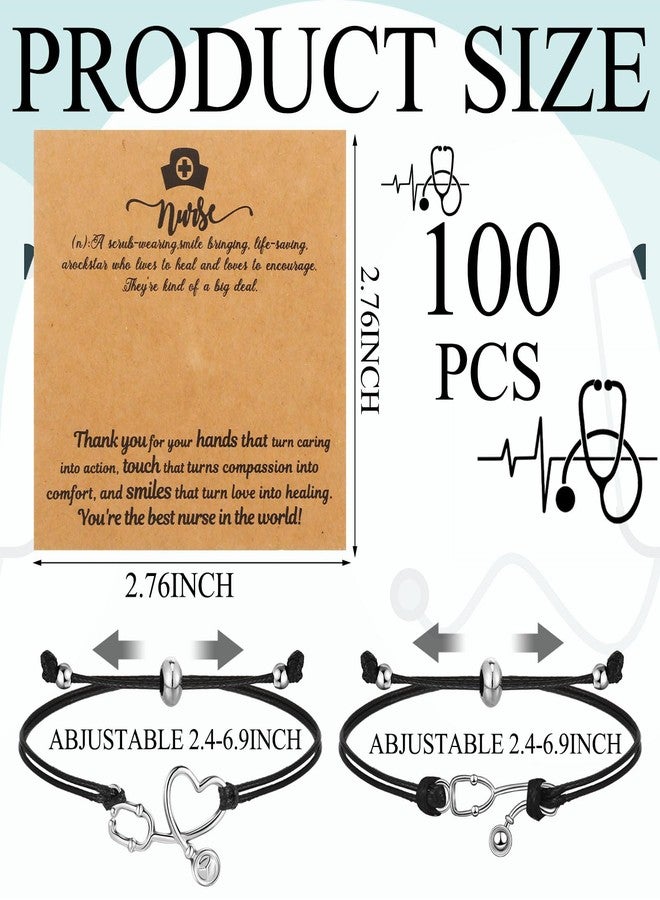 Yinkin 100 Sets Nurse Gifts Bulk Stethoscope Rn Bracelet with Blessing Card Nursing Practitioner Nurse Appreciation Gifts for Men Women Graduation Birthday Party - Image 3